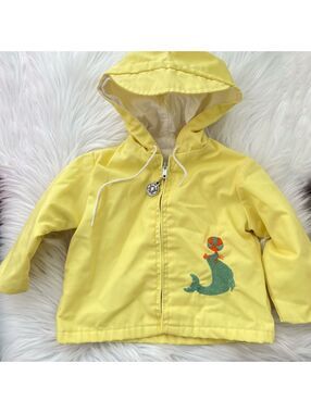 Vintage Weather Tamer Yellow Seal Embroidered Hooded Jacket Baby 12M